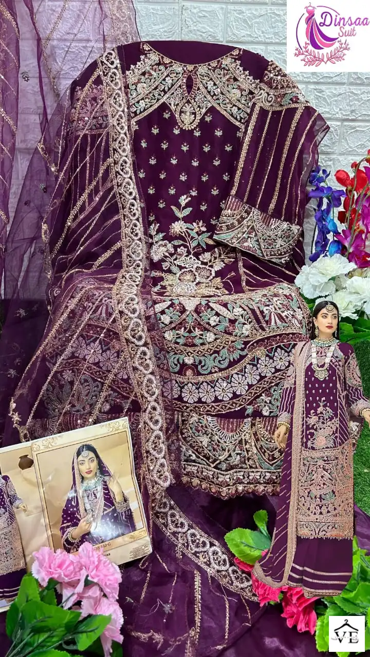 Dinsaa D S No 150 Banarasi Silk Georgette Pakistani Salwar Suit Catalog — Wholesale Salwar Suits, MPA wholesale from Surat - Gallery Image 4