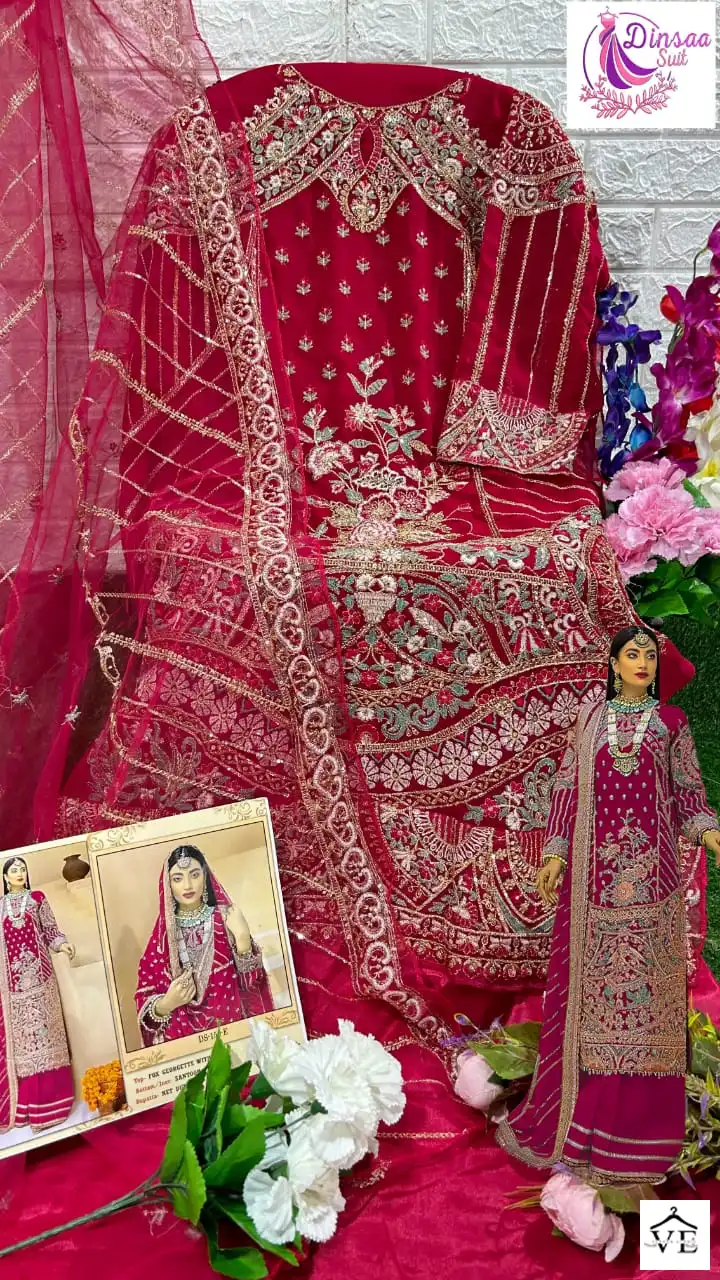 Dinsaa D S No 150 Banarasi Silk Georgette Pakistani Salwar Suit Catalog — Wholesale Salwar Suits, MPA wholesale from Surat - Gallery Image 5