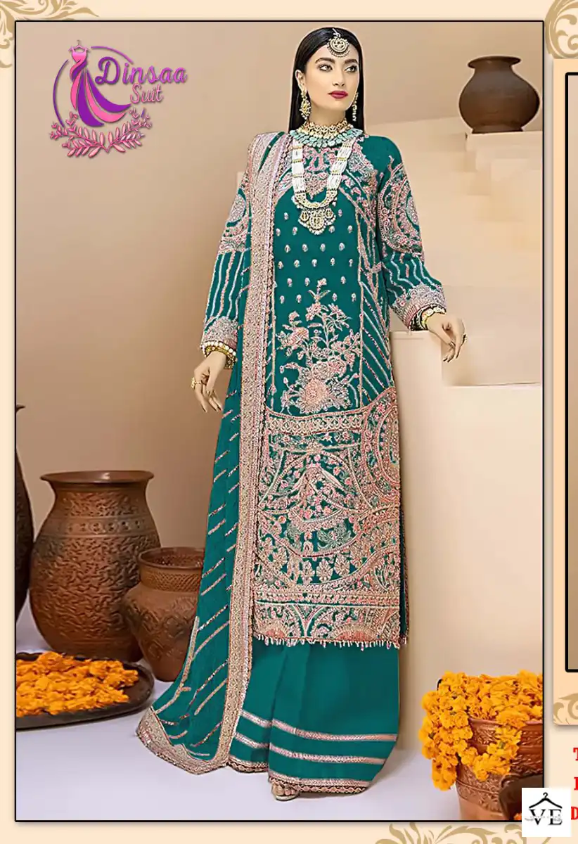 Dinsaa D S No 150 Banarasi Silk Georgette Pakistani Salwar Suit Catalog — Wholesale Salwar Suits, MPA wholesale from Surat - Gallery Image 7