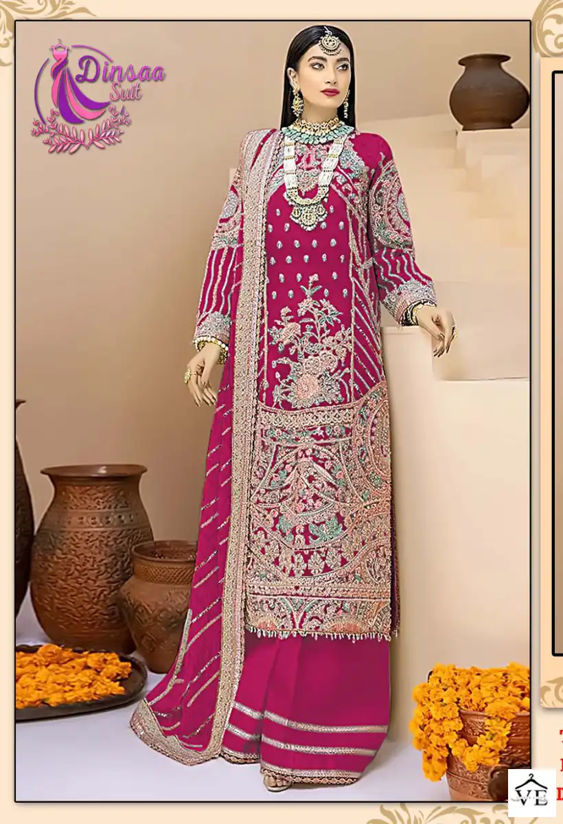 Dinsaa D S No 150 Banarasi Silk Georgette Pakistani Salwar Suit Catalog — Wholesale Salwar Suits, MPA wholesale from Surat - Gallery Image 8