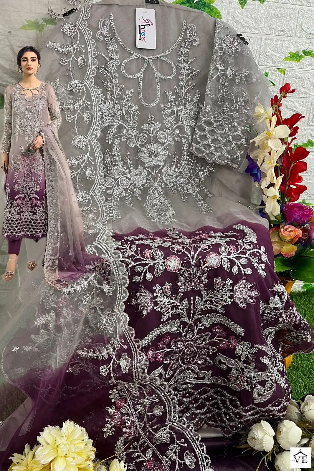 Shree Fabs D No K 1814 Padding Organza Wholesale Pakistani Salwar Suit Catalog — Wholesale Salwar Suits, MPA wholesale from Surat - Gallery Image 4