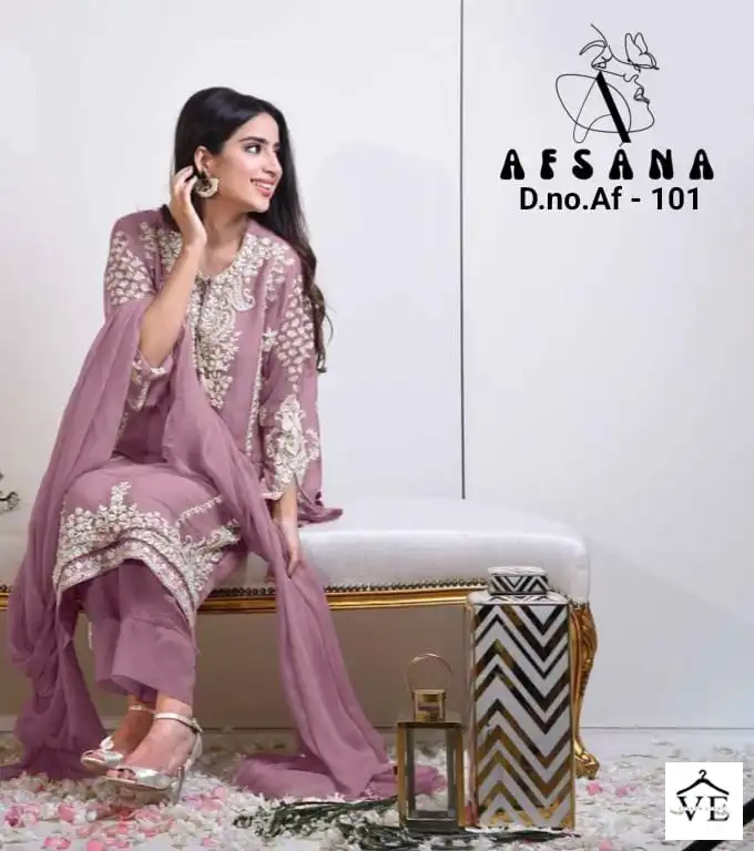 Afsana D.No Af 101 Faux Georgette Wholesale Pakistani Readymade Salwar Suit Catalog — Wholesale Salwar Suits, MPA wholesale from Surat - Gallery Image 4