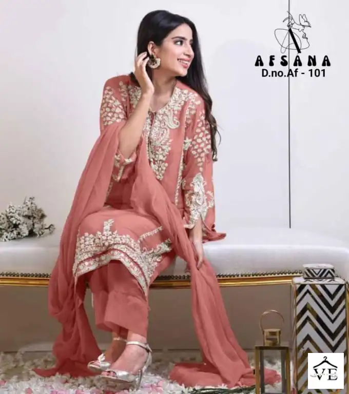 Afsana D.No Af 101 Faux Georgette Wholesale Pakistani Readymade Salwar Suit Catalog — Wholesale Salwar Suits, MPA wholesale from Surat - Gallery Image 5