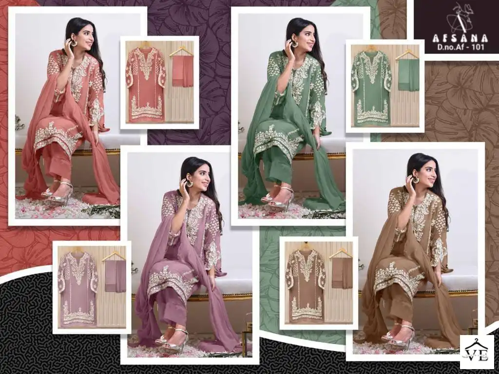 Afsana D.No Af 101 Faux Georgette Wholesale Pakistani Readymade Salwar Suit Catalog — Wholesale Salwar Suits, MPA wholesale from Surat — view 9