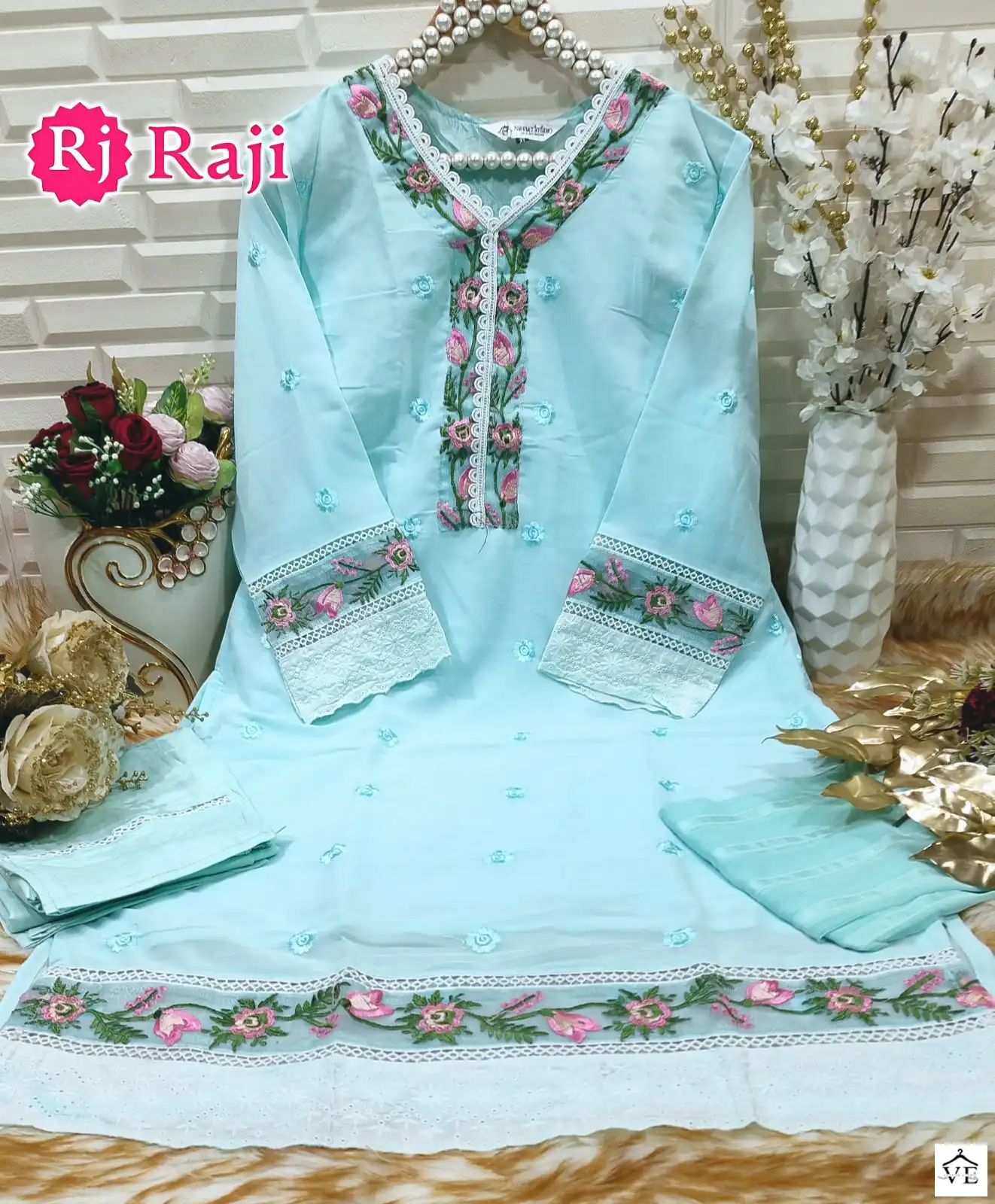 Afsana D.No 303 Pure Georgette Wholesale Readymade Pakistani Salwar Suit Catalog — Wholesale Salwar Suits, MPA wholesale from Surat - Gallery Image 4