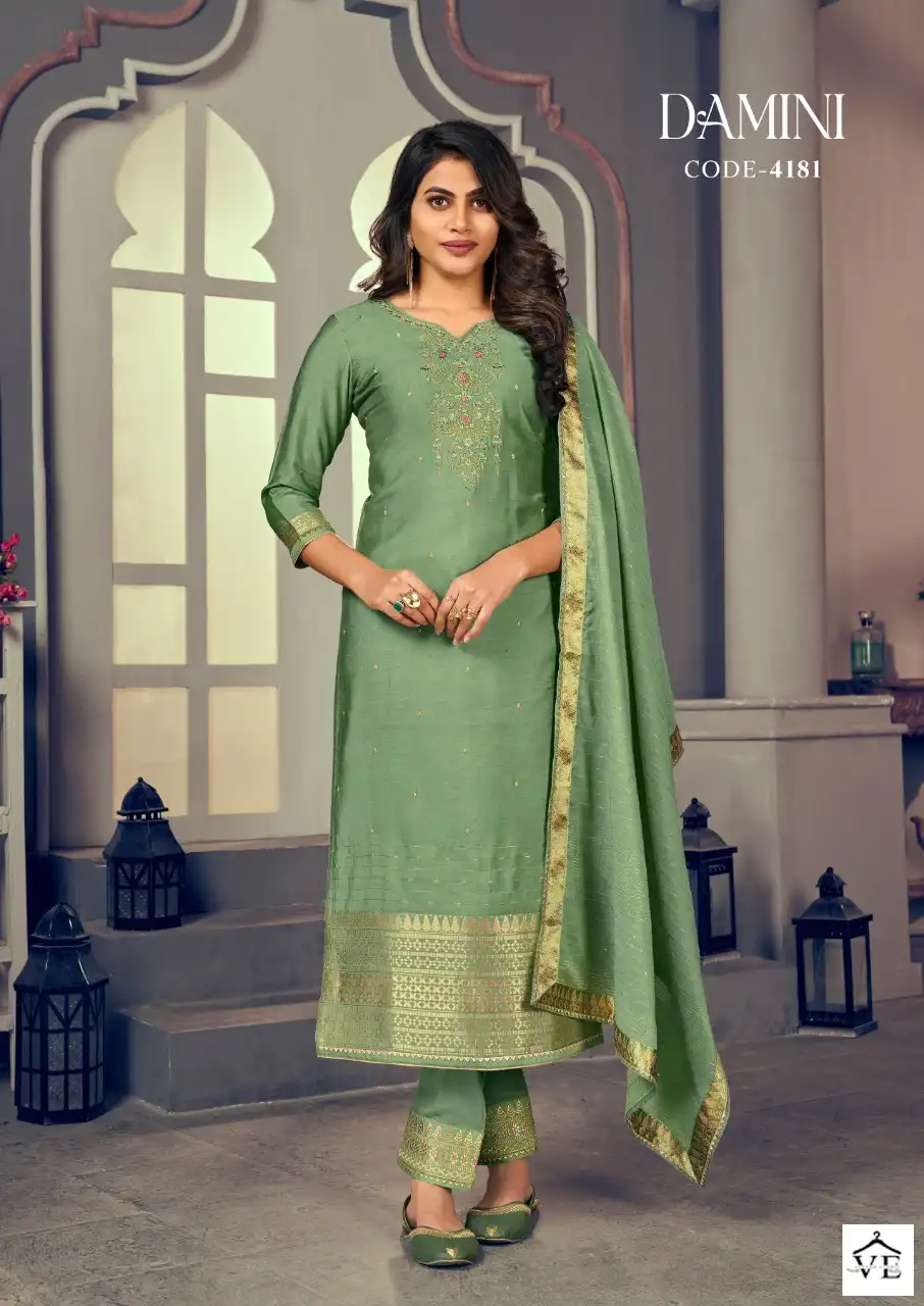 Rangoon Damini Viscose Jacquard Wholesale Readymade Salwar Suit Catalog — Wholesale Salwar Suits, MPA wholesale from Surat - Gallery Image 3