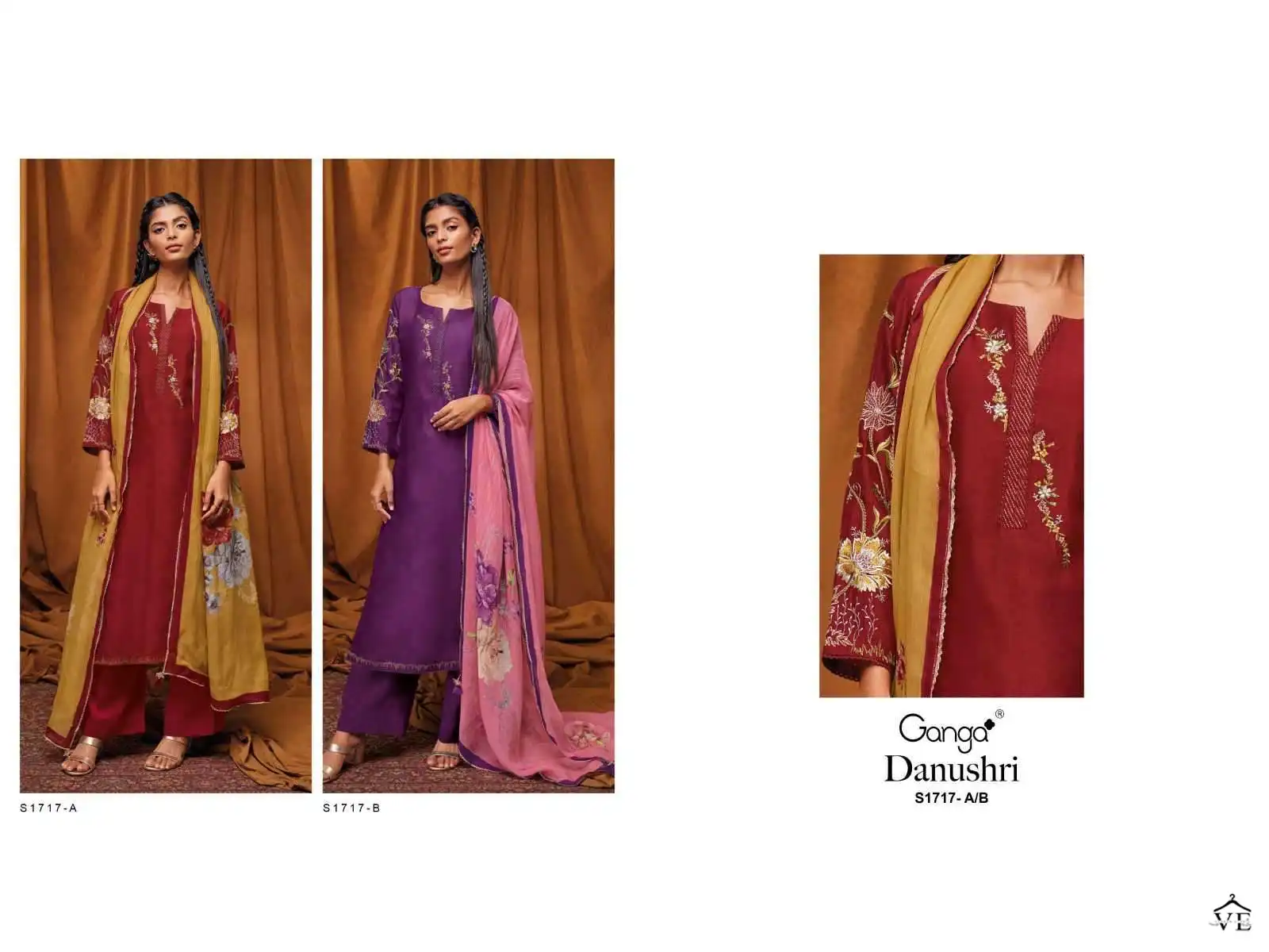 Ganga Danushri 1717 Silk Wholesale Designer Salwar Suit Catalog — Wholesale Salwar Suits, Ganga wholesale from Surat — view 3
