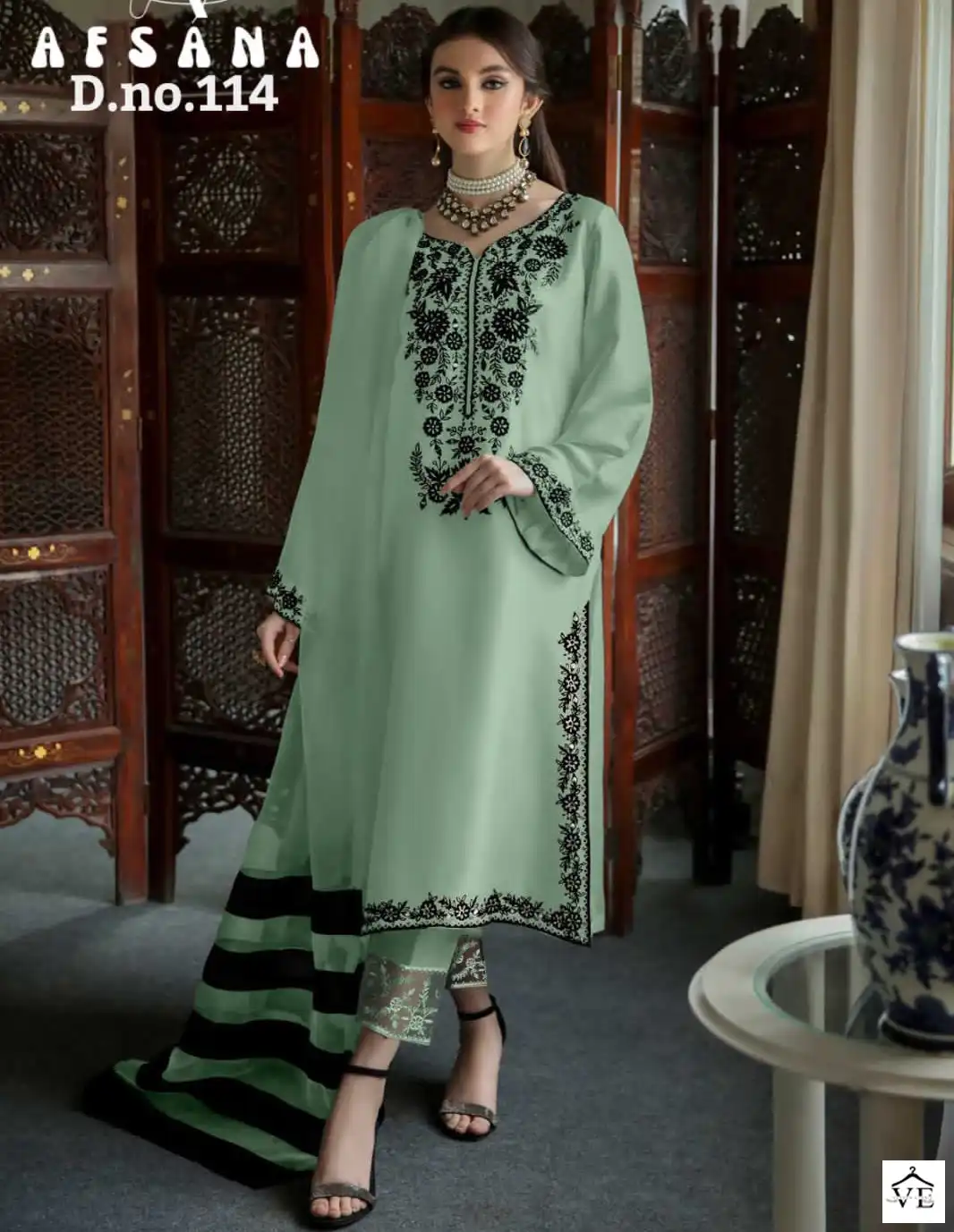 Afsana Dn 114 Pure Georgette Wholesale Readymade Pakistani Salwar Suit Catalog — Wholesale Salwar Suits, MPA wholesale from Surat — view 1