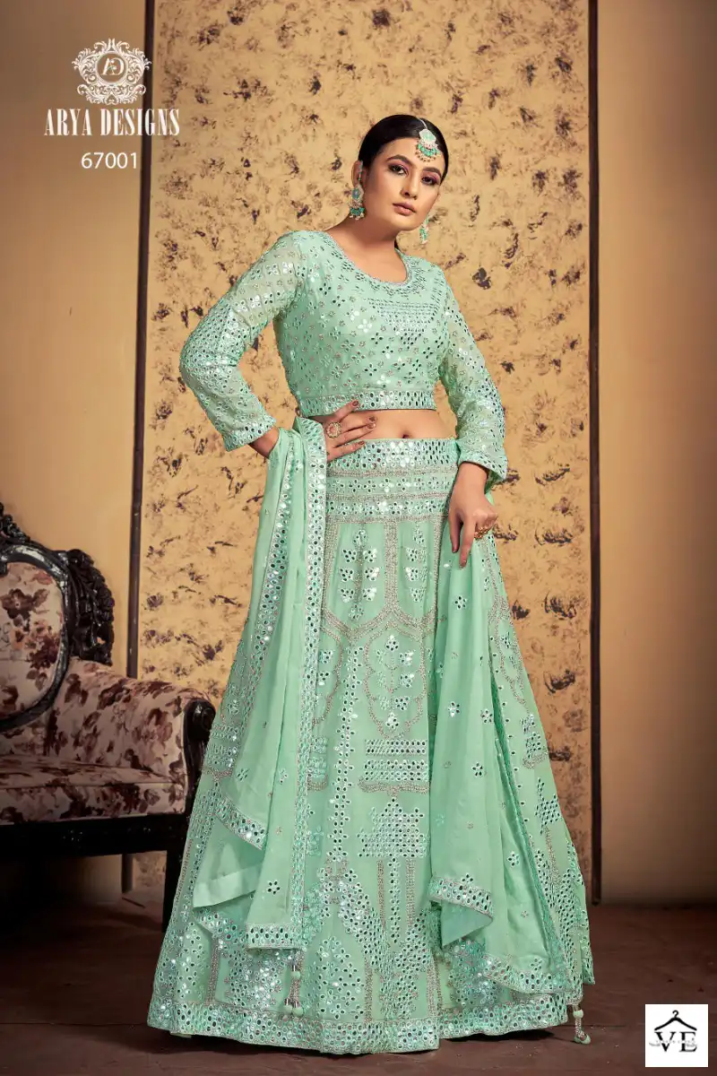 Arya Designs Euphoria Vol 11 Georgette Art Silk Wholesale Readymade Lehenga Catalog — Wholesale Lehenga, MPA wholesale from Surat — view 3