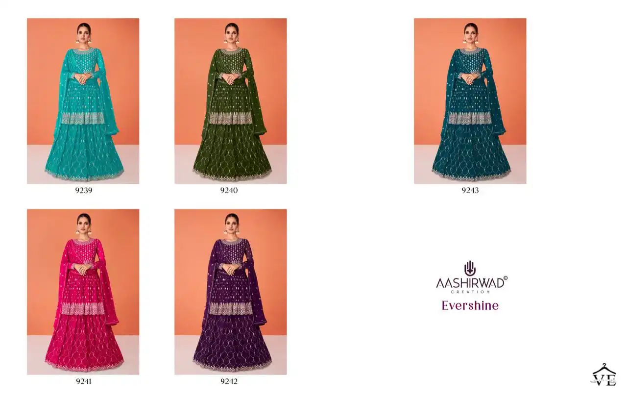 Aashirwad Evershine Real Georgette Wholesale Designer Readymade Salwar Suit Catalog — Wholesale Salwar Suits, Aashirwad Creation wholesale from Surat — view 6