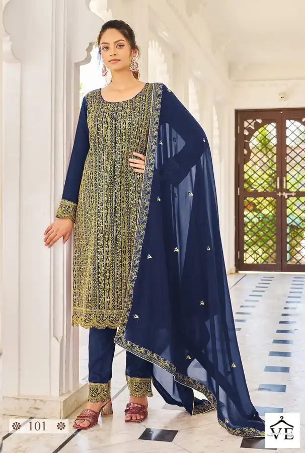 Vardan Ethnc Eliza Blooming Faux Georgette Wholesale Designer Salwar Suit Catalog — Wholesale Salwar Suits, MPA wholesale from Surat - Gallery Image 2