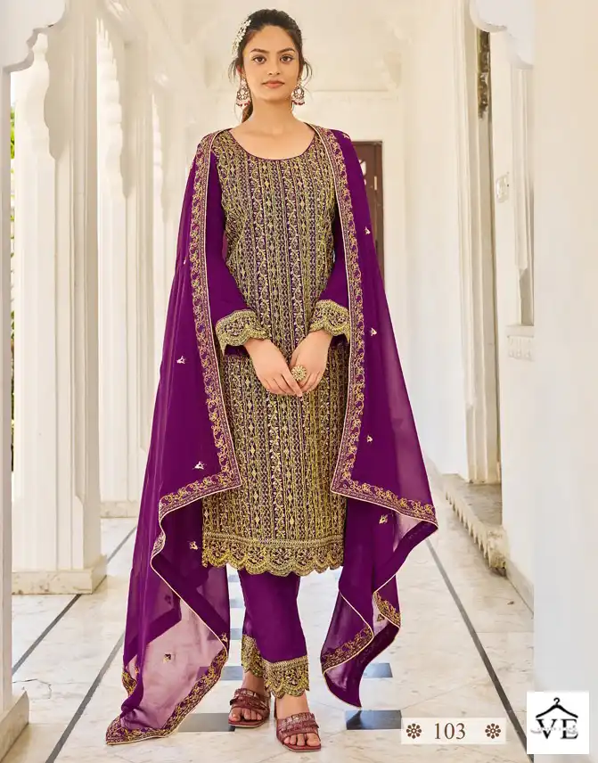 Vardan Ethnc Eliza Blooming Faux Georgette Wholesale Designer Salwar Suit Catalog — Wholesale Salwar Suits, MPA wholesale from Surat — view 1