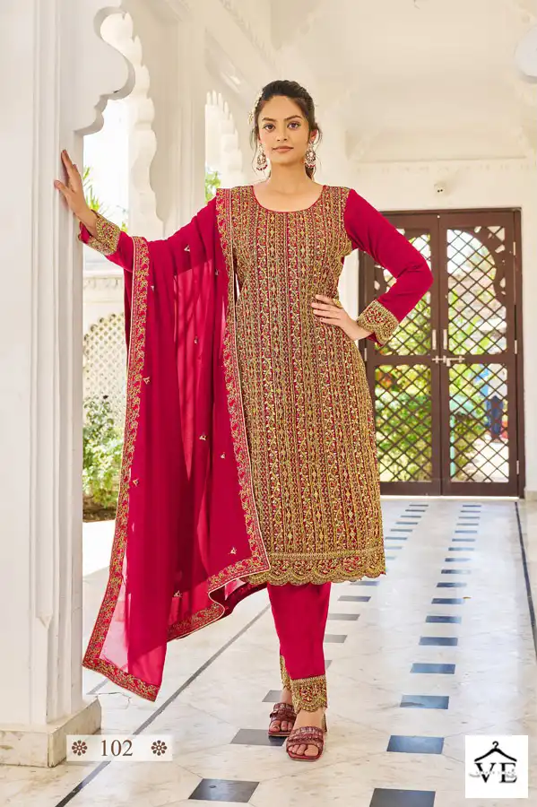 Vardan Ethnc Eliza Blooming Faux Georgette Wholesale Designer Salwar Suit Catalog — Wholesale Salwar Suits, MPA wholesale from Surat - Gallery Image 3