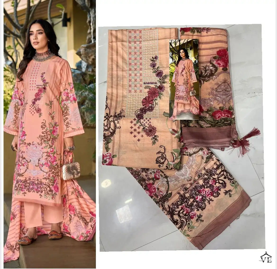 House Of Lawn Emirate Of Rousseffya Pure 100% Lawn Cotton Wholesale Pakistani Salwar Suit Catalog — Wholesale Salwar Suits, MPA wholesale from Surat - Gallery Image 2