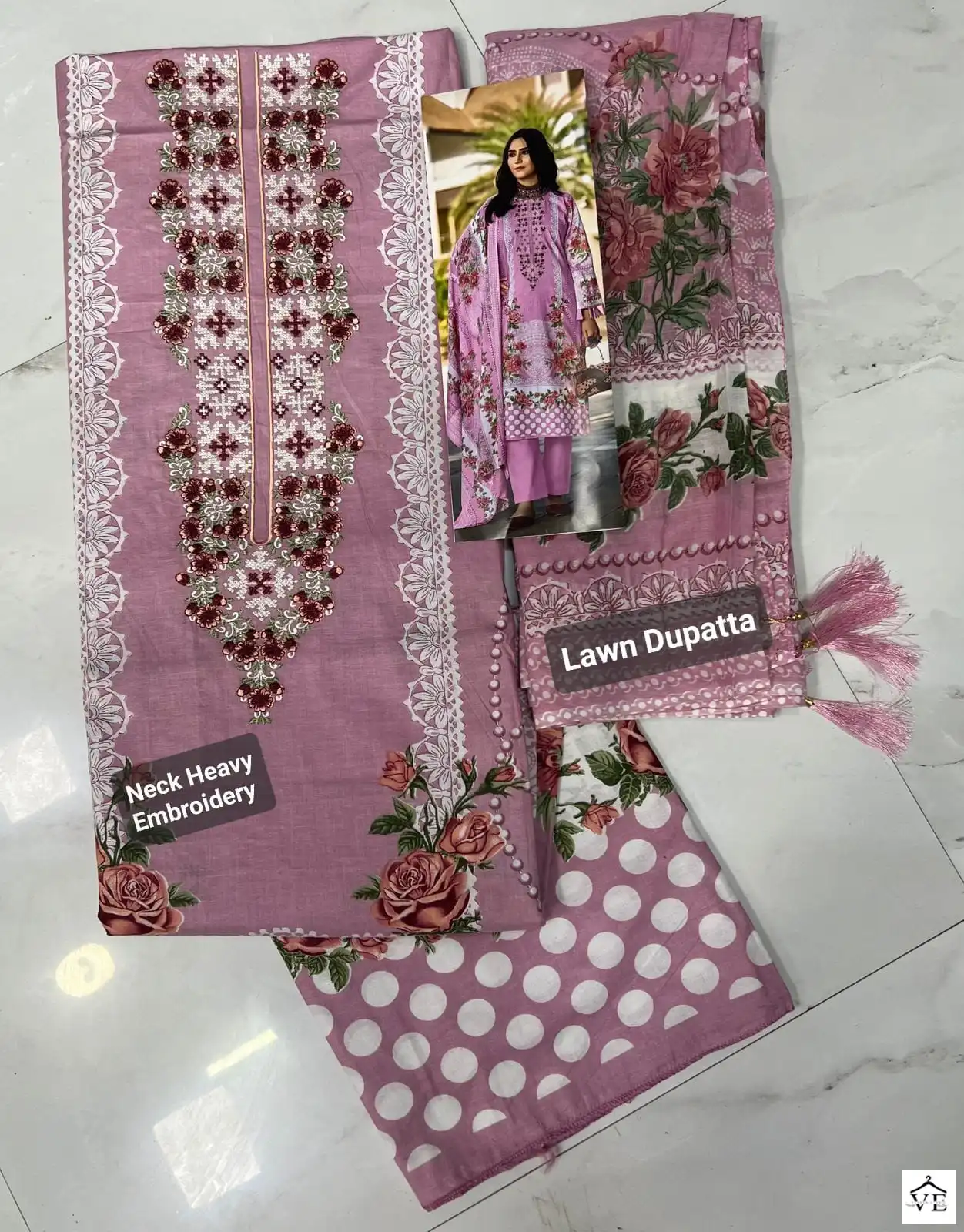 House Of Lawn Emirate Of Rousseffya Pure 100% Lawn Cotton Wholesale Pakistani Salwar Suit Catalog — Wholesale Salwar Suits, MPA wholesale from Surat - Gallery Image 9