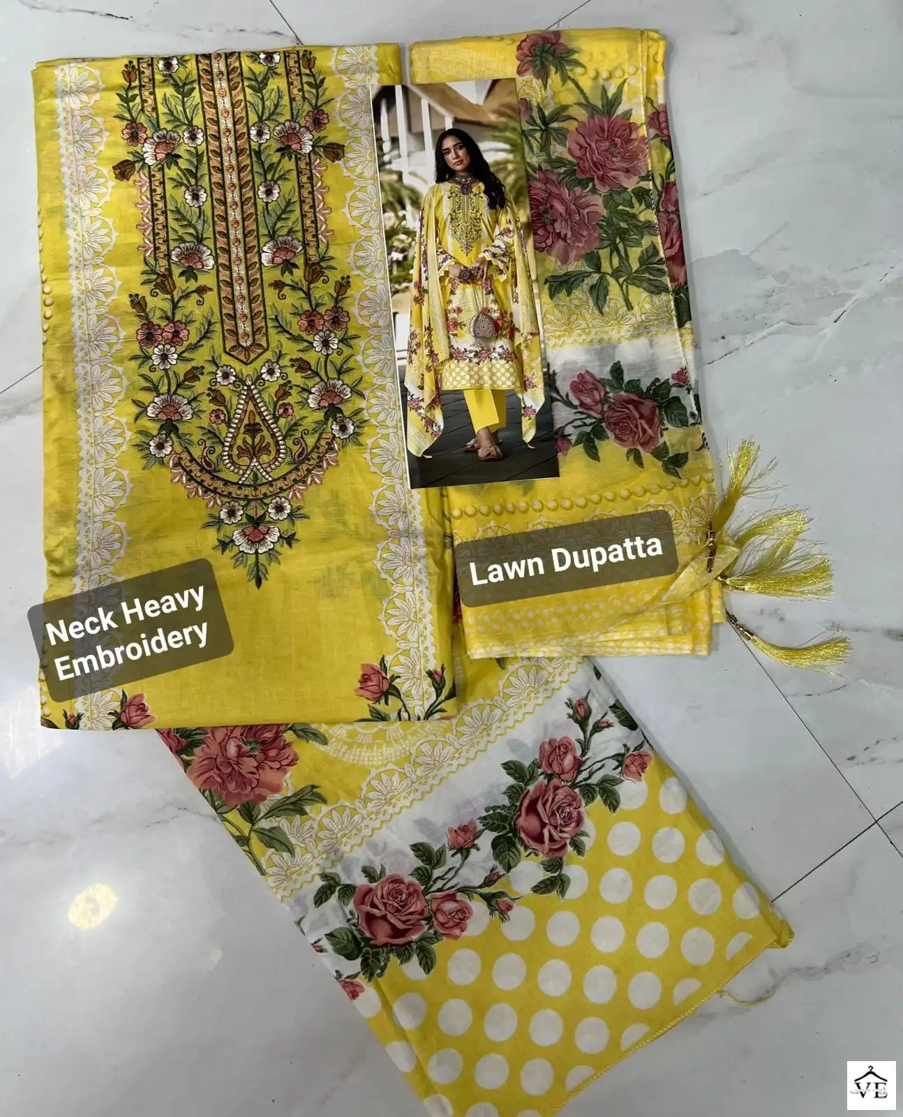 House Of Lawn Emirate Of Rousseffya Pure 100% Lawn Cotton Wholesale Pakistani Salwar Suit Catalog — Wholesale Salwar Suits, MPA wholesale from Surat - Gallery Image 10