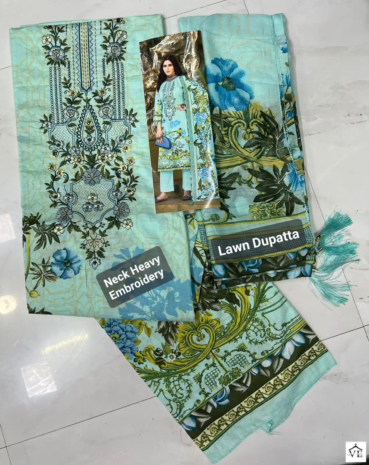 House Of Lawn Emirate Of Rousseffya Pure 100% Lawn Cotton Wholesale Pakistani Salwar Suit Catalog — Wholesale Salwar Suits, MPA wholesale from Surat - Gallery Image 11