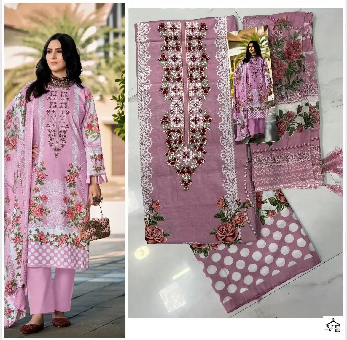 House Of Lawn Emirate Of Rousseffya Pure 100% Lawn Cotton Wholesale Pakistani Salwar Suit Catalog — Wholesale Salwar Suits, MPA wholesale from Surat - Gallery Image 3