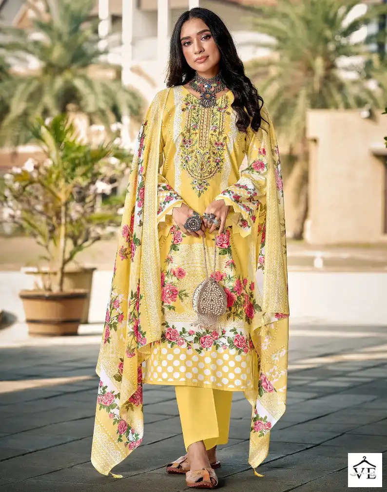 House Of Lawn Emirate Of Rousseffya Pure 100% Lawn Cotton Wholesale Pakistani Salwar Suit Catalog — Wholesale Salwar Suits, MPA wholesale from Surat — view 1