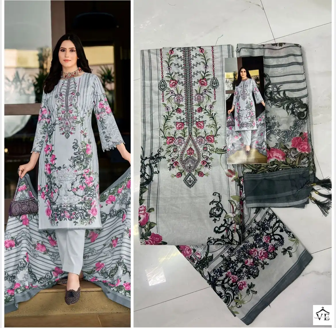 House Of Lawn Emirate Of Rousseffya Pure 100% Lawn Cotton Wholesale Pakistani Salwar Suit Catalog — Wholesale Salwar Suits, MPA wholesale from Surat - Gallery Image 4