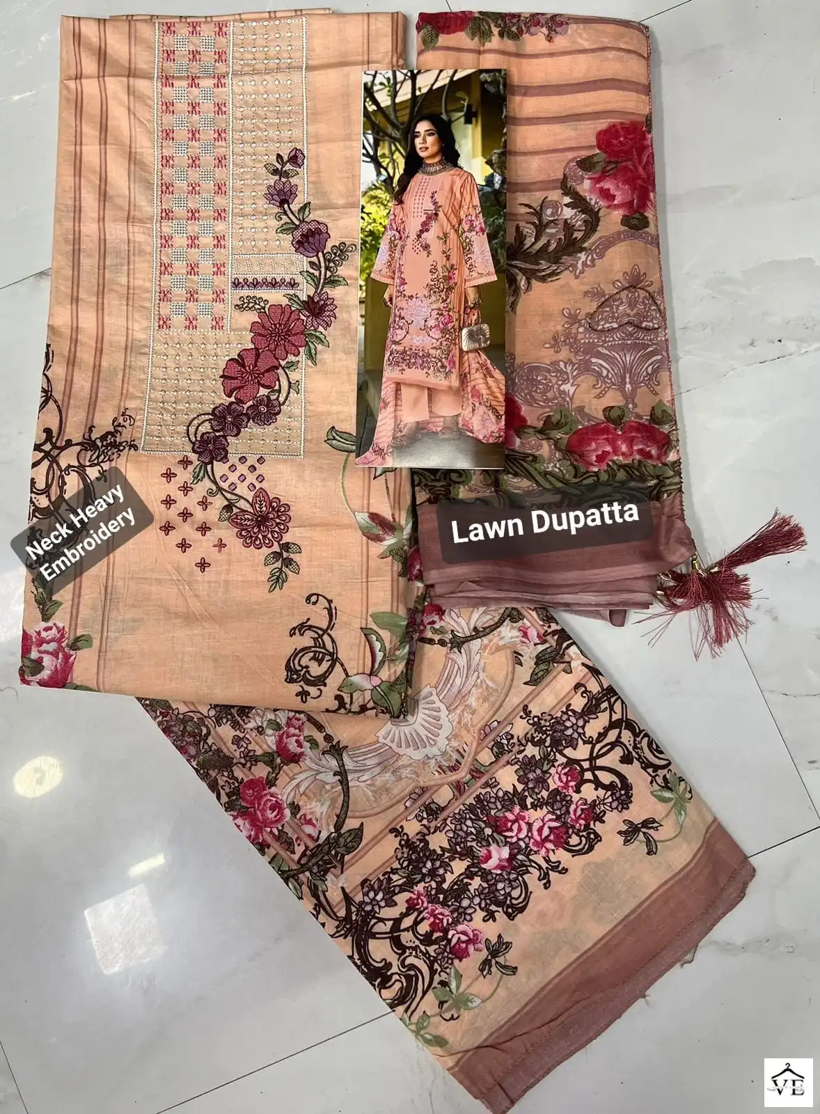 House Of Lawn Emirate Of Rousseffya Pure 100% Lawn Cotton Wholesale Pakistani Salwar Suit Catalog — Wholesale Salwar Suits, MPA wholesale from Surat - Gallery Image 6