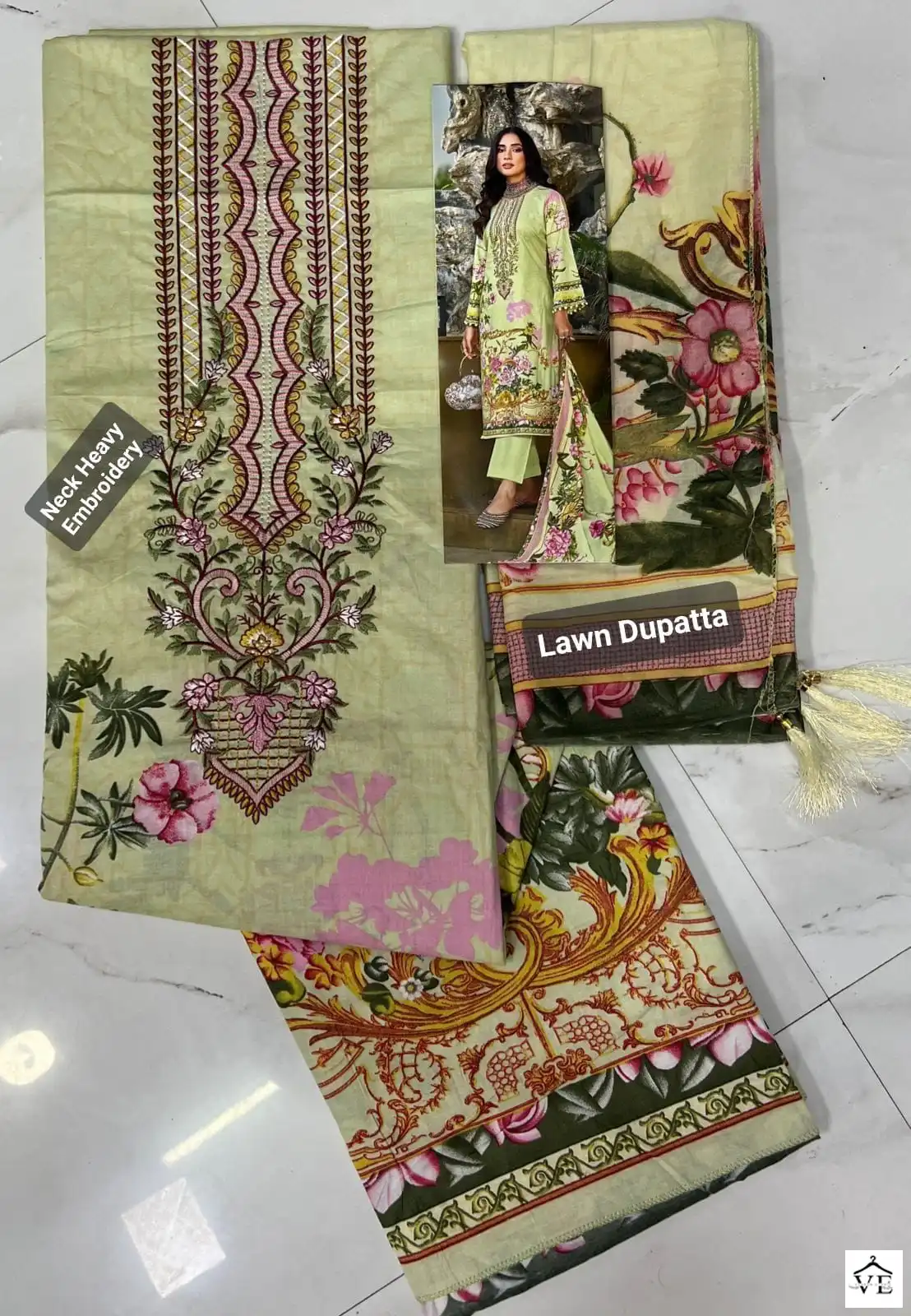 House Of Lawn Emirate Of Rousseffya Pure 100% Lawn Cotton Wholesale Pakistani Salwar Suit Catalog — Wholesale Salwar Suits, MPA wholesale from Surat - Gallery Image 7