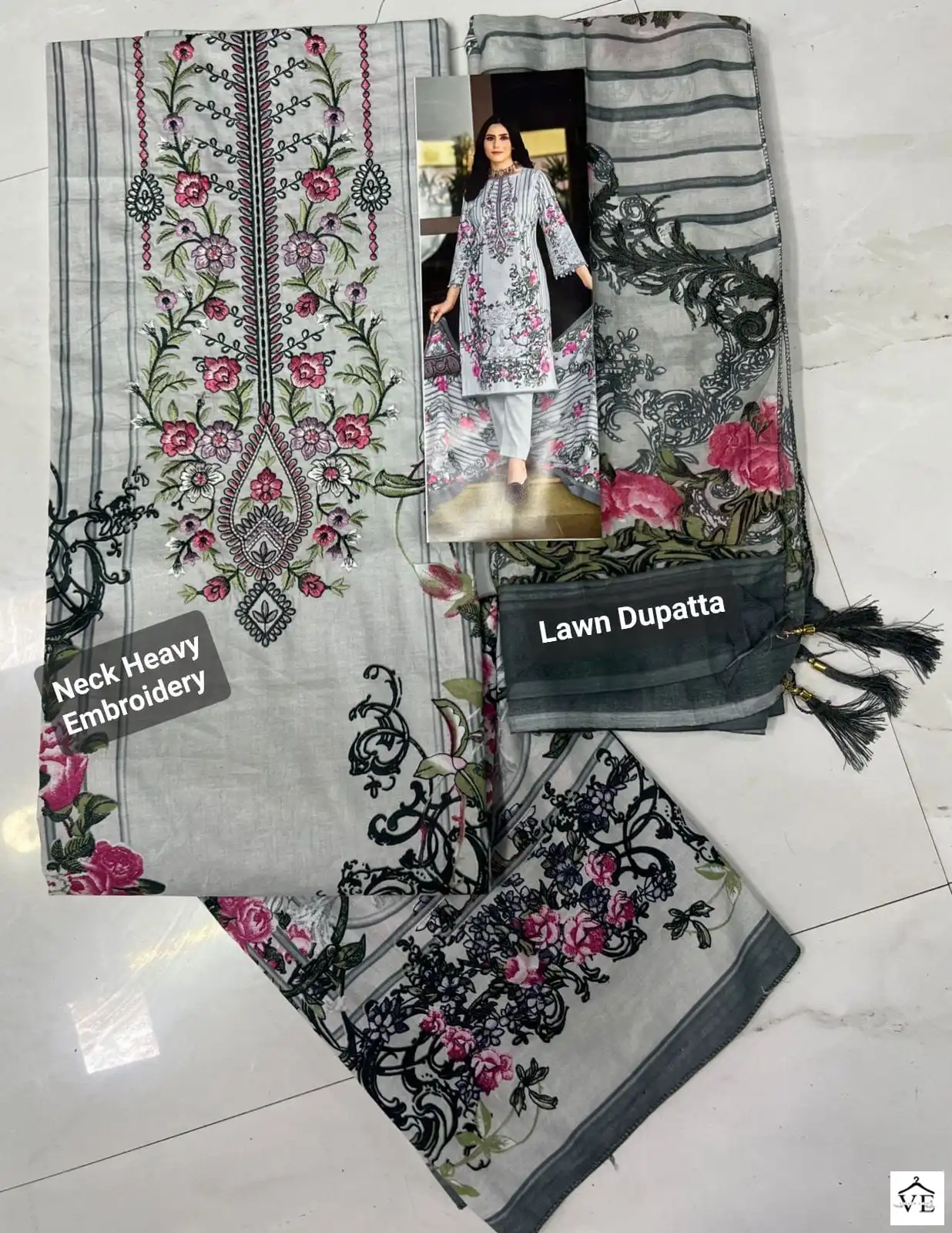 House Of Lawn Emirate Of Rousseffya Pure 100% Lawn Cotton Wholesale Pakistani Salwar Suit Catalog — Wholesale Salwar Suits, MPA wholesale from Surat - Gallery Image 8