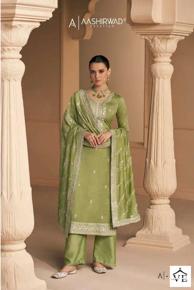 Aashirwad Falak Premium Silk Wholesale Designer Salwar Suit Catalog — Wholesale Salwar Suits, Aashirwad Creation wholesale from Surat - Gallery Image 4