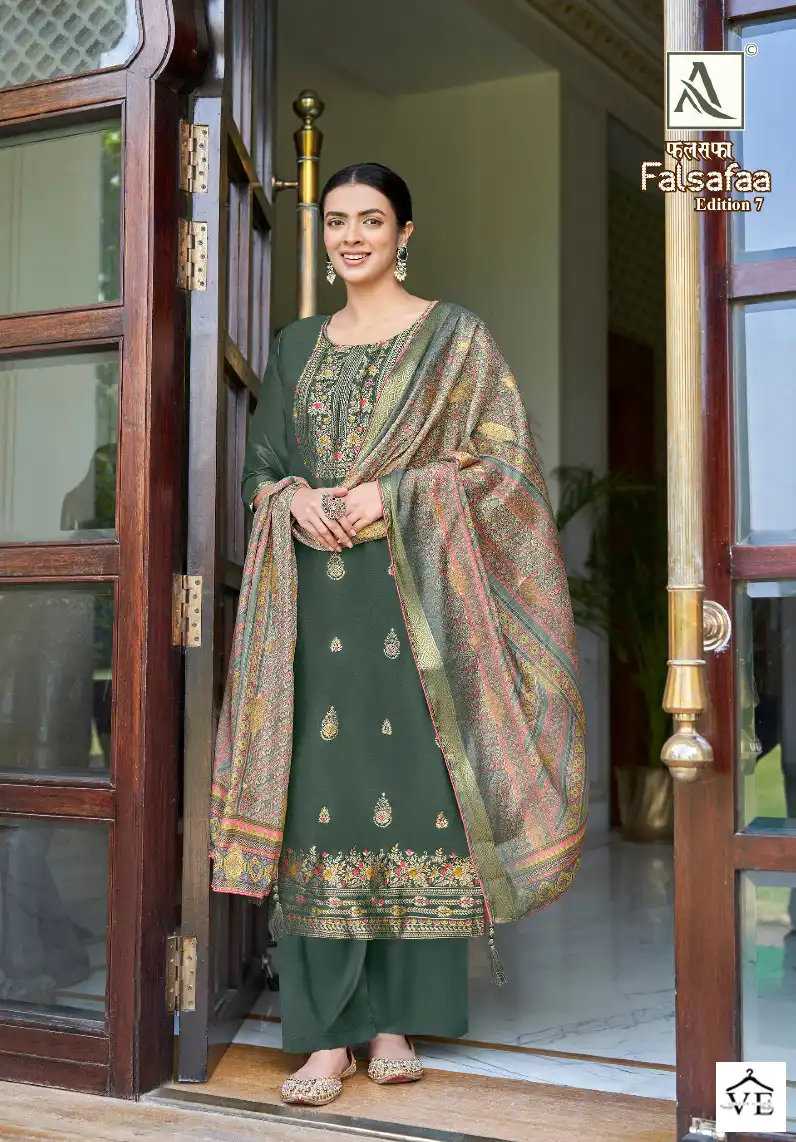 Alok Suits Falsafaa Edition Vol 7 Dola Jacquard Wholesale Designer Salwar Suit Catalog — Wholesale Salwar Suits, MPA wholesale from Surat - Gallery Image 4