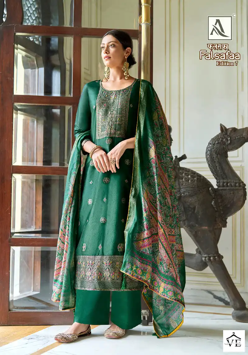 Alok Suits Falsafaa Edition Vol 7 Dola Jacquard Wholesale Designer Salwar Suit Catalog — Wholesale Salwar Suits, MPA wholesale from Surat - Gallery Image 5