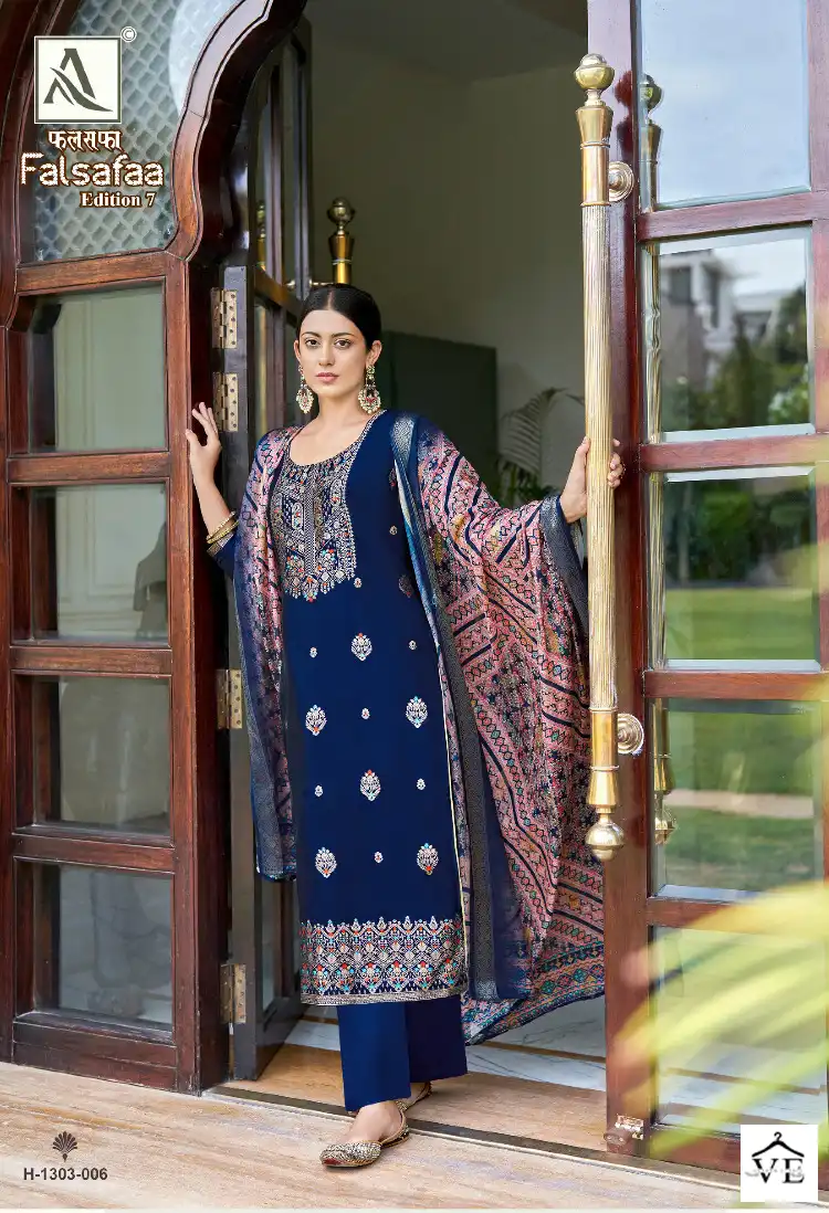 Alok Suits Falsafaa Edition Vol 7 Dola Jacquard Wholesale Designer Salwar Suit Catalog — Wholesale Salwar Suits, MPA wholesale from Surat - Gallery Image 6
