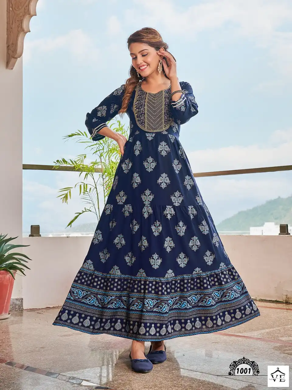 Vardan Ethnic Fantasy Pure 14 Kg Rayon Wholesale Long Kurtis Catalog — Wholesale Kurtis, MPA wholesale from Surat - Gallery Image 2