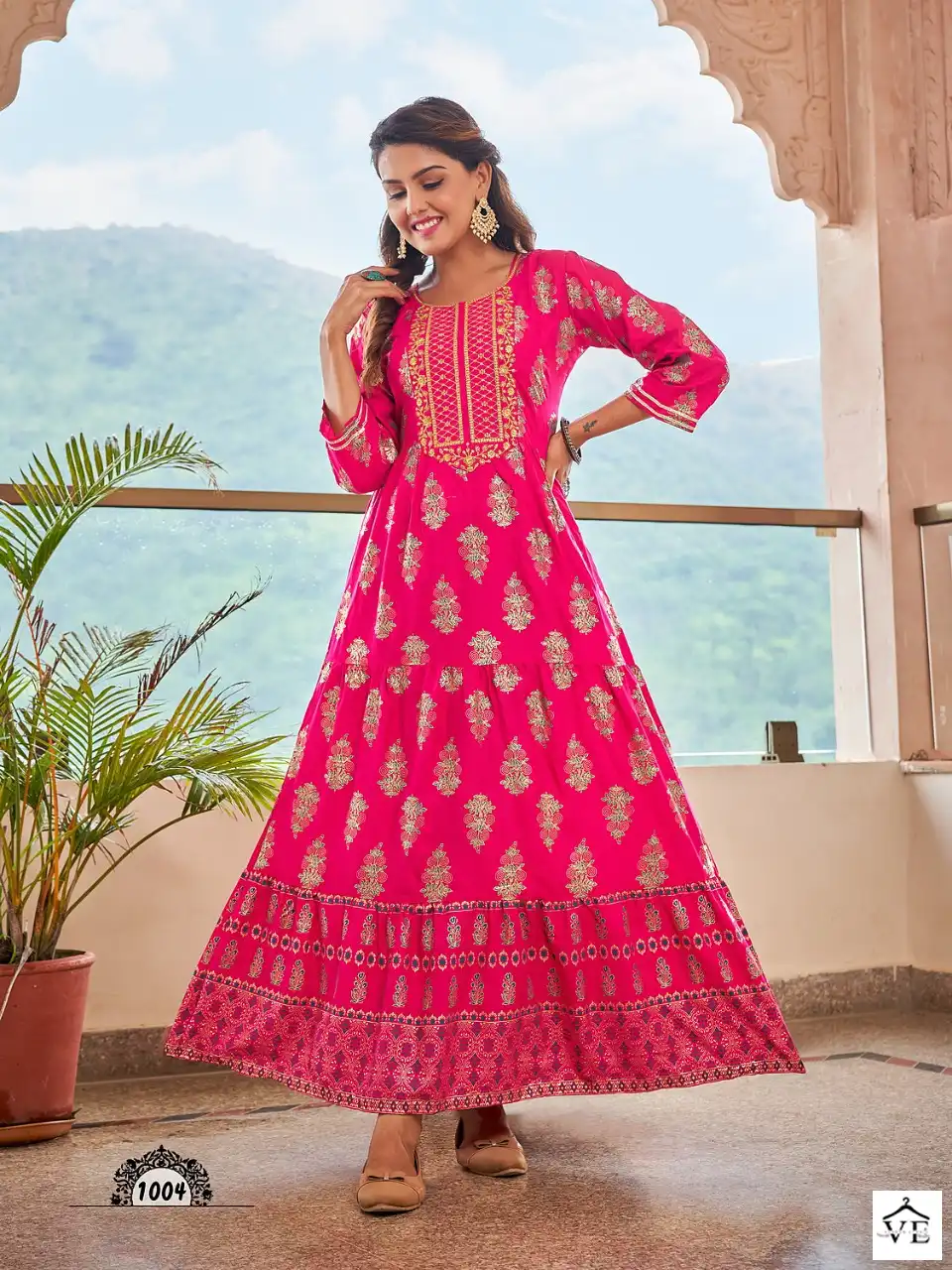 Vardan Ethnic Fantasy Pure 14 Kg Rayon Wholesale Long Kurtis Catalog — Wholesale Kurtis, MPA wholesale from Surat - Gallery Image 4