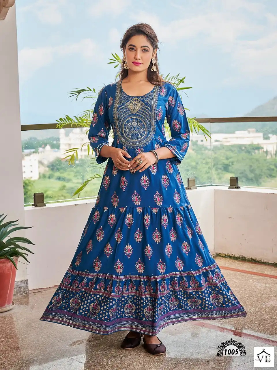 Vardan Ethnic Fantasy Pure 14 Kg Rayon Wholesale Long Kurtis Catalog — Wholesale Kurtis, MPA wholesale from Surat - Gallery Image 6