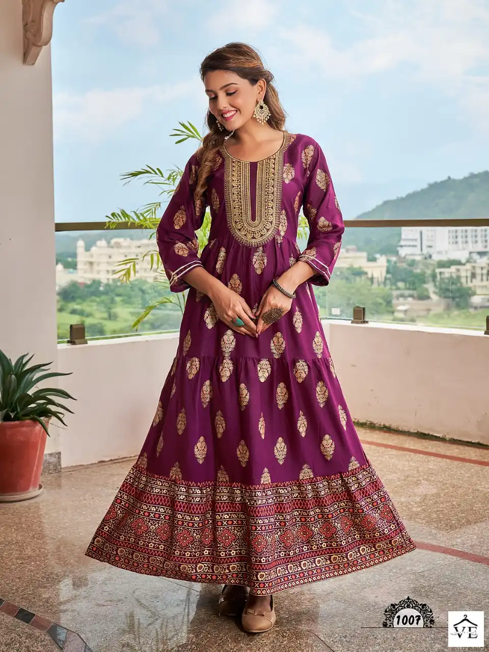 Vardan Ethnic Fantasy Pure 14 Kg Rayon Wholesale Long Kurtis Catalog — Wholesale Kurtis, MPA wholesale from Surat - Gallery Image 7