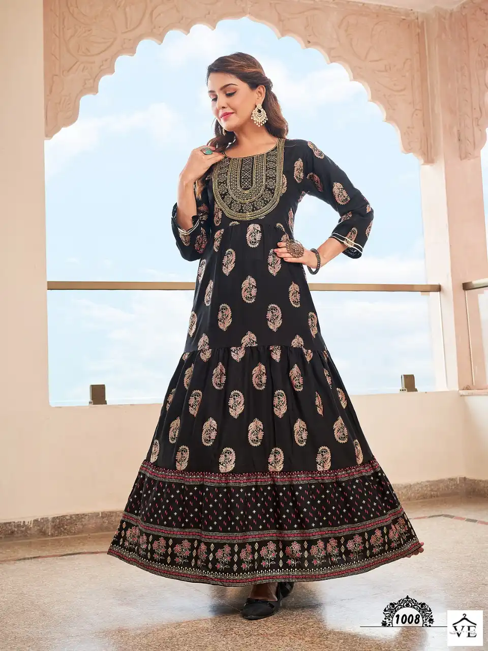 Vardan Ethnic Fantasy Pure 14 Kg Rayon Wholesale Long Kurtis Catalog — Wholesale Kurtis, MPA wholesale from Surat - Gallery Image 8