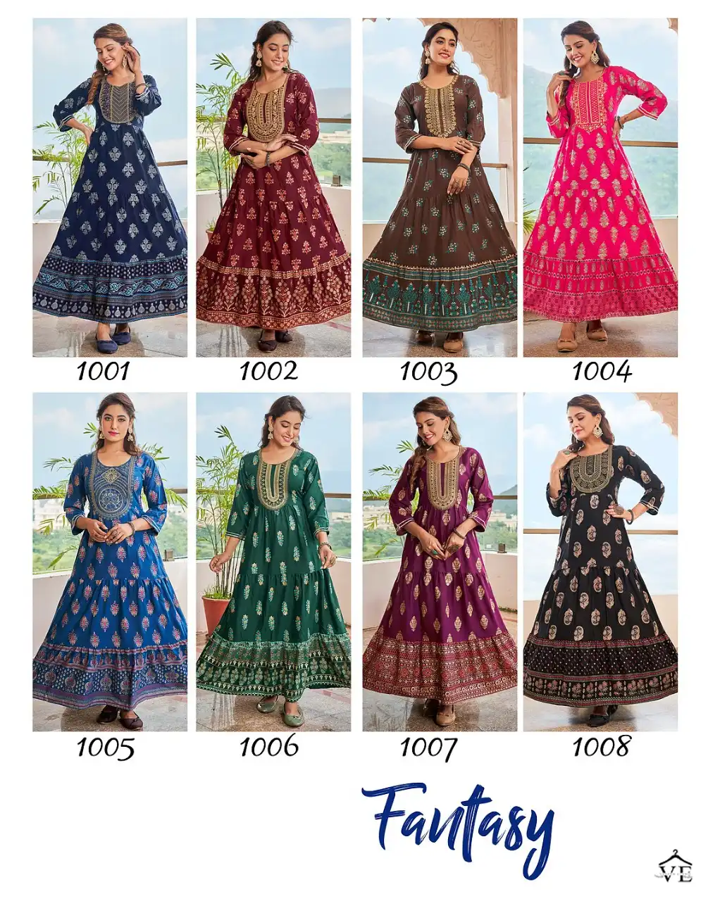 Vardan Ethnic Fantasy Pure 14 Kg Rayon Wholesale Long Kurtis Catalog — Wholesale Kurtis, MPA wholesale from Surat — view 9