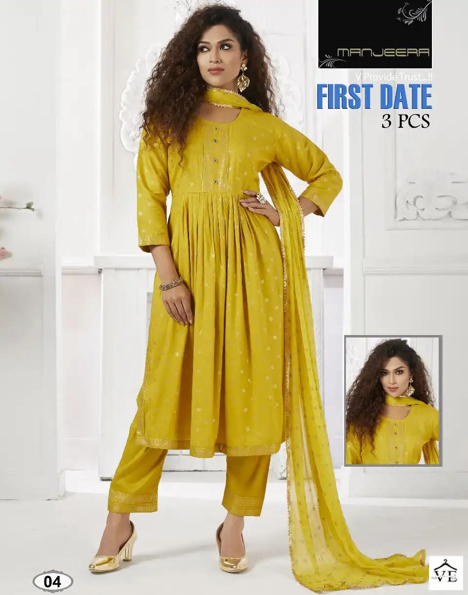 Manjeera First Date Fancy Wholesale Readymade Salwar Suit Catalog — Wholesale Salwar Suits, MPA wholesale from Surat — view 1