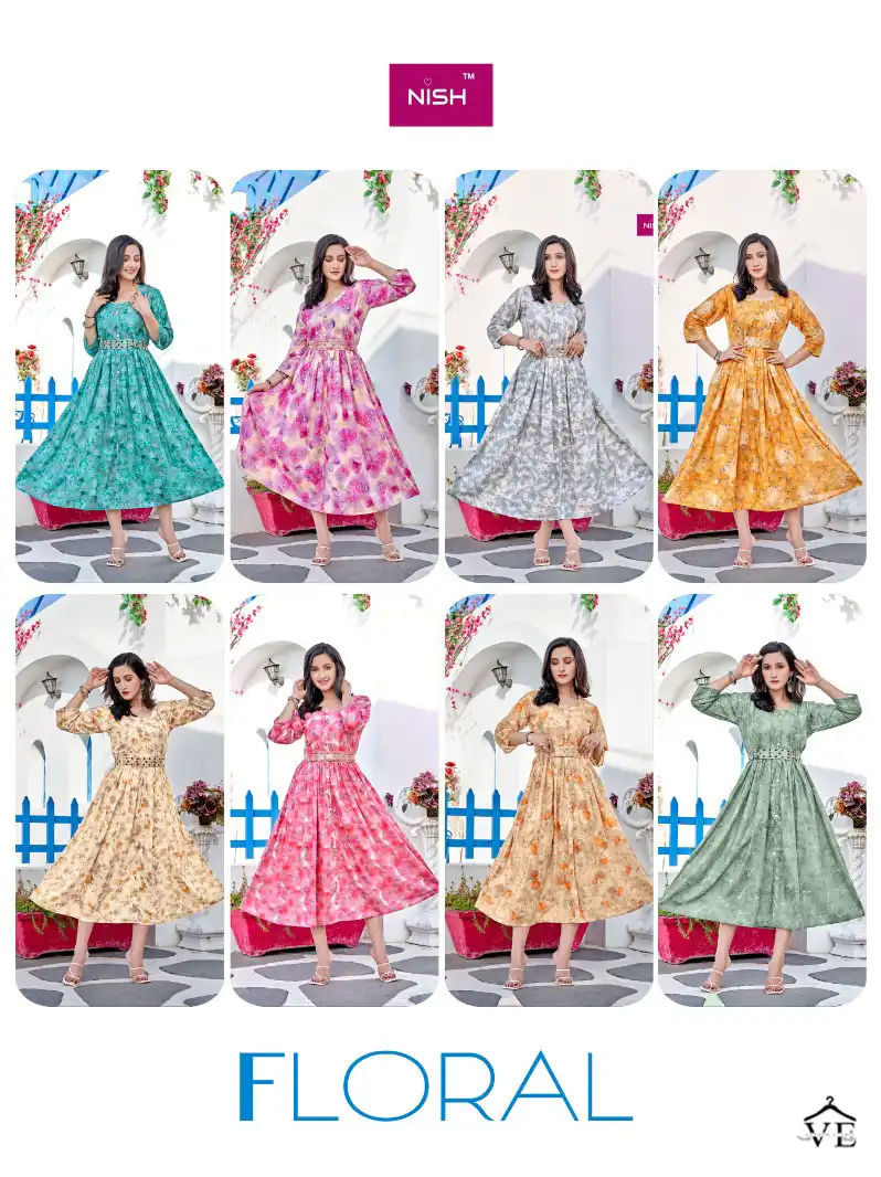 Vardan Ethnic Floral Heavy Mal Foil Print Wholesale Long Kurtis Catalog — Wholesale Kurtis, MPA wholesale from Surat — view 8