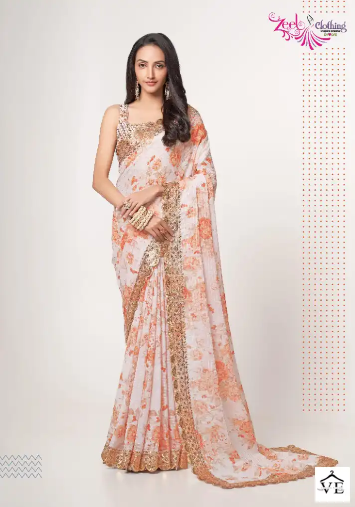 Zeel Floral Saree Vol 1 Organza Wholesale Sarees Catalog — Wholesale Sarees, MPA wholesale from Surat - Gallery Image 2