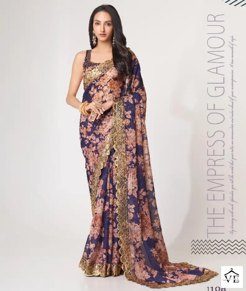 Zeel Floral Saree Vol 1 Organza Wholesale Sarees Catalog — Wholesale Sarees, MPA wholesale from Surat — view 1