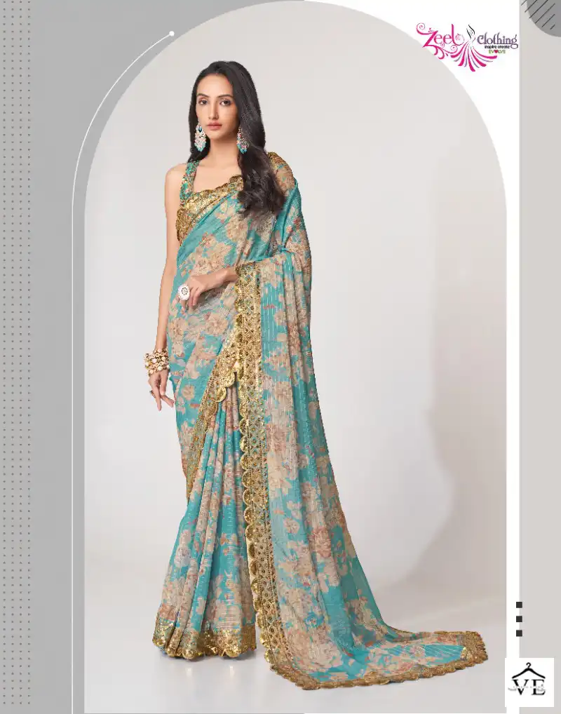 Zeel Floral Saree Vol 1 Organza Wholesale Sarees Catalog — Wholesale Sarees, MPA wholesale from Surat - Gallery Image 12