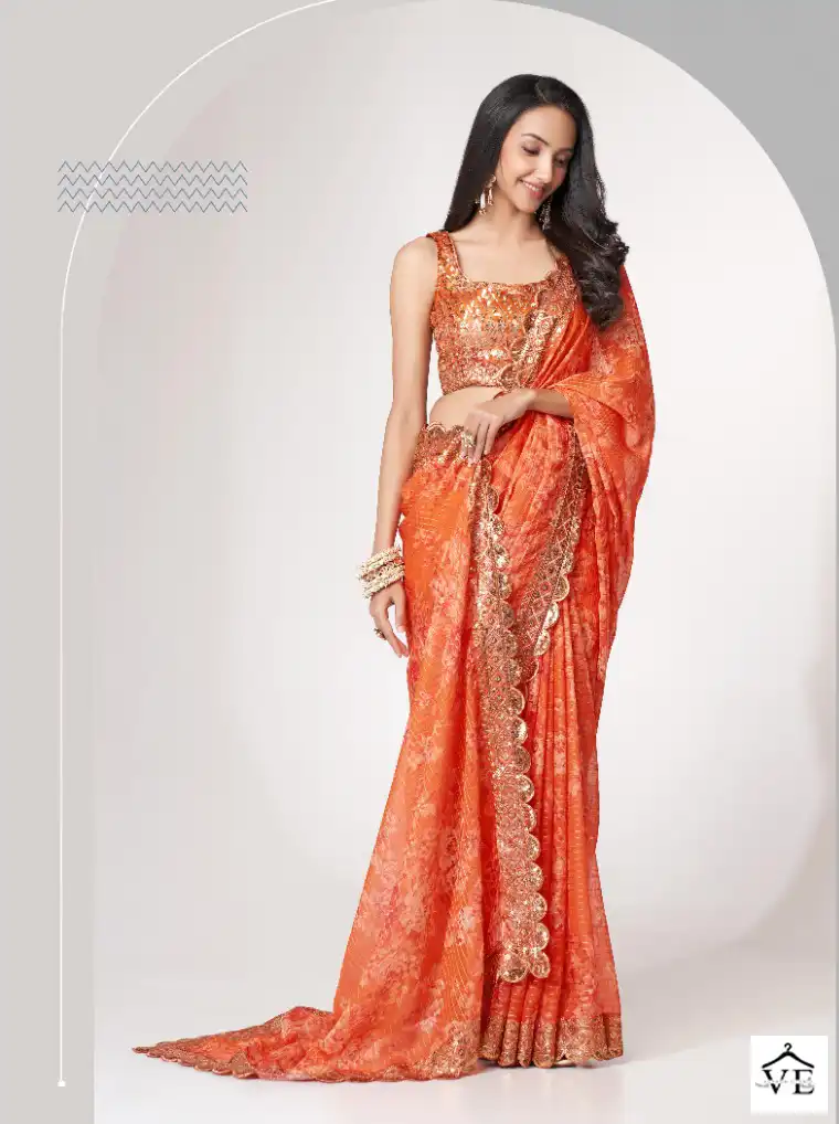Zeel Floral Saree Vol 1 Organza Wholesale Sarees Catalog — Wholesale Sarees, MPA wholesale from Surat - Gallery Image 3