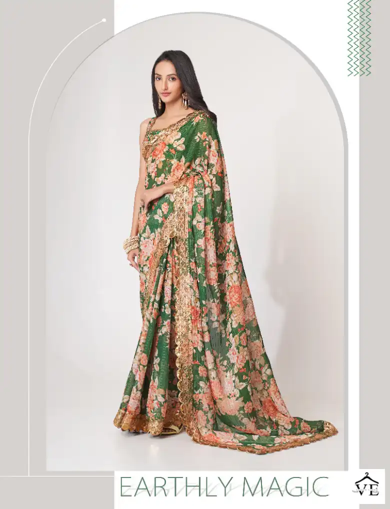 Zeel Floral Saree Vol 1 Organza Wholesale Sarees Catalog — Wholesale Sarees, MPA wholesale from Surat - Gallery Image 9