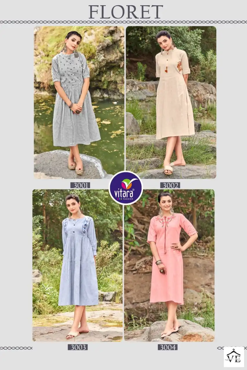 Vitara Floret Khadi Cotton Wholesale Designer Kurtis Catalog — Wholesale Kurtis, MPA wholesale from Surat — view 5