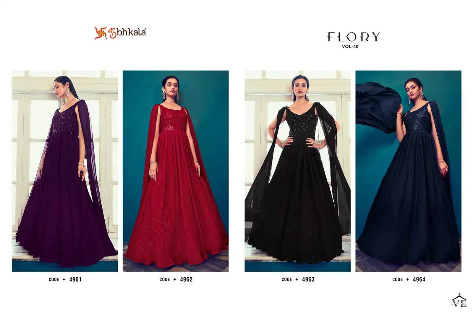 Shubhkala Flory Vol 40 Georgette Wholesale Long Gown With Dupatta Catalog — Wholesale Kurtis, MPA wholesale from Surat — view 9