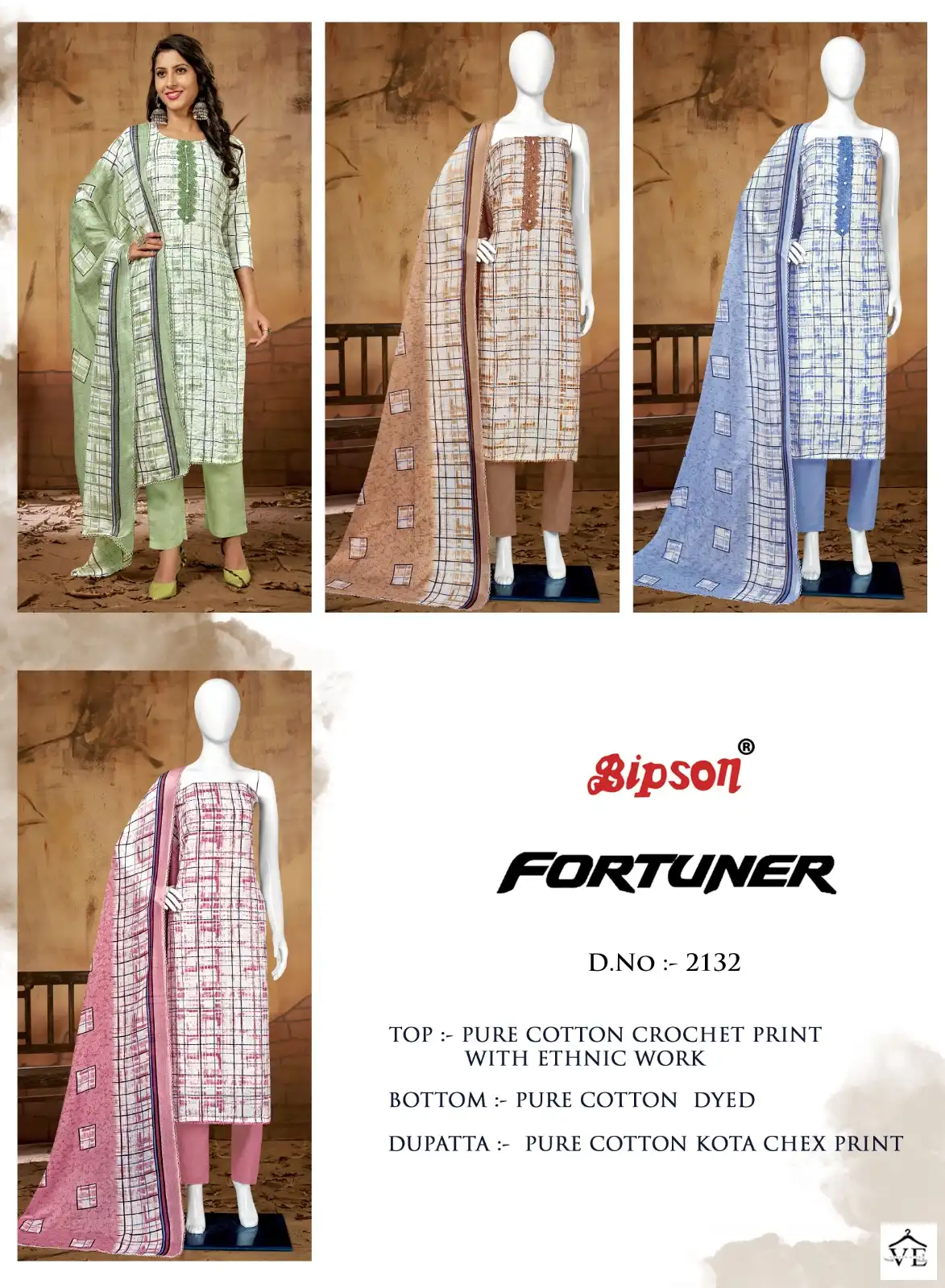 Bipson Fortuner 2132 Pure Cotton Wholesale Salwar Suit Catalog - Image 5