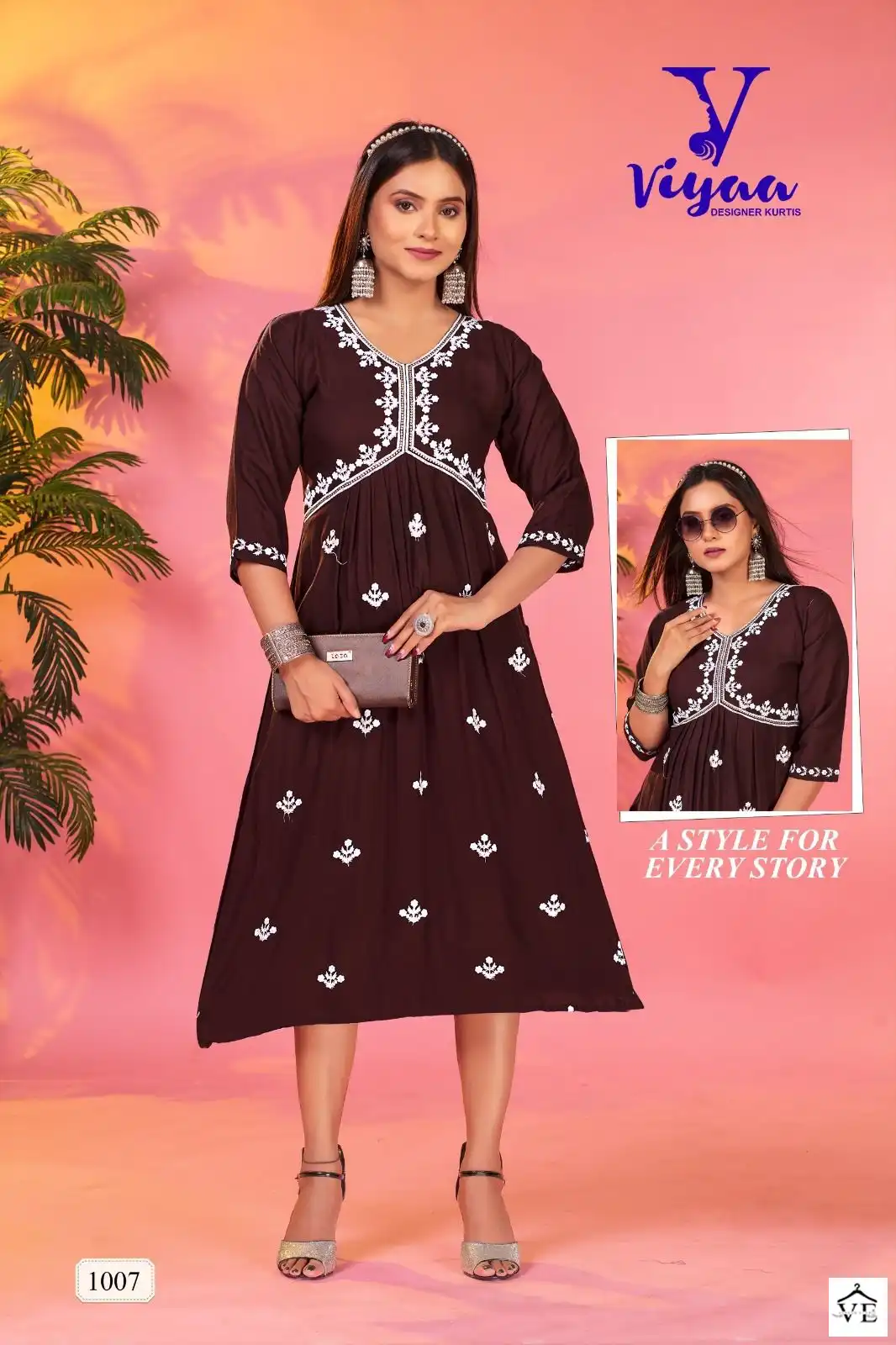 Vardan Ethnic Fusions Vol 5 Pure Rayon Wholesale Long Kurtis Catalog — Wholesale Kurtis, MPA wholesale from Surat - Gallery Image 6
