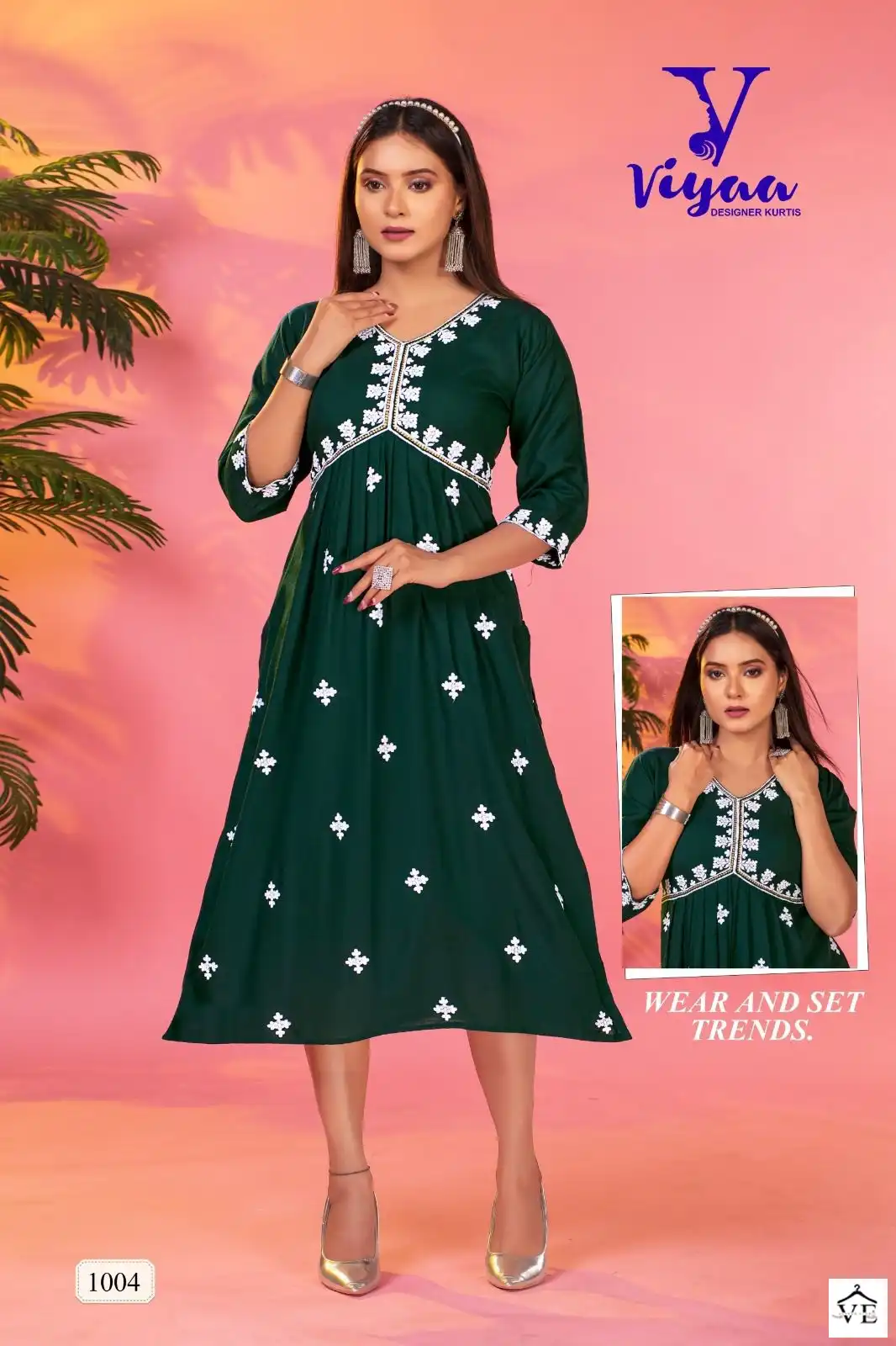 Vardan Ethnic Fusions Vol 5 Pure Rayon Wholesale Long Kurtis Catalog — Wholesale Kurtis, MPA wholesale from Surat - Gallery Image 7