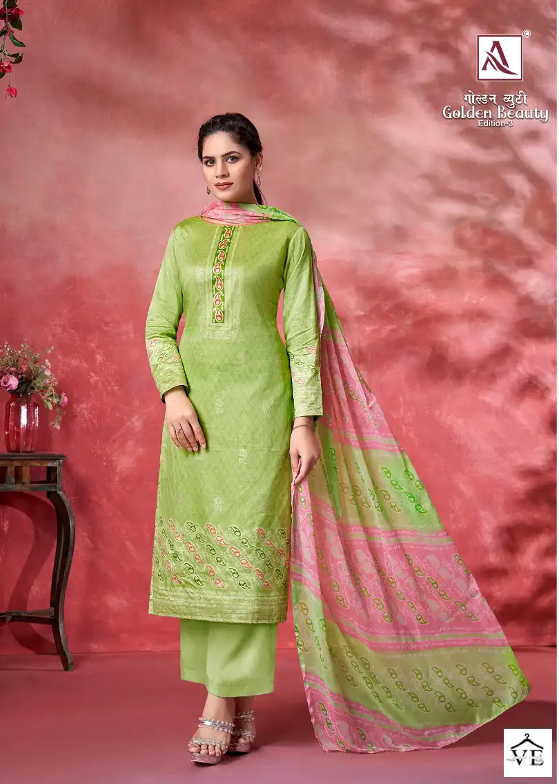 Alok Suits Golden Beauty Edition Vol 3 Jam Cotton Wholesale Salwar Suit Catalog — Wholesale Salwar Suits, MPA wholesale from Surat - Gallery Image 6